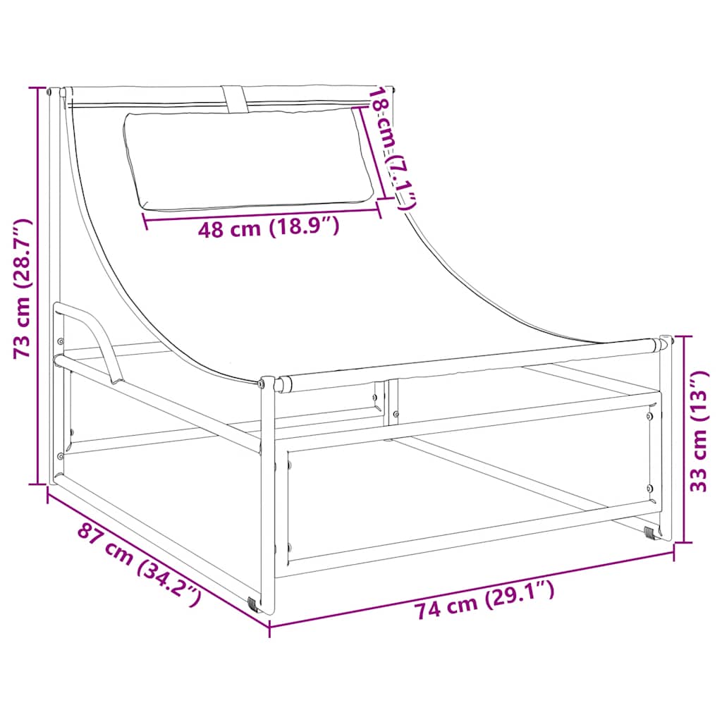 Garden Lounger Chair Anthracite 87x74x73 cm Steel and Textilene